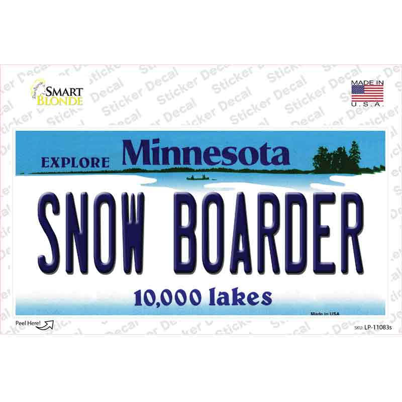 Snow Boarder Minnesota State Novelty Sticker Decal Small