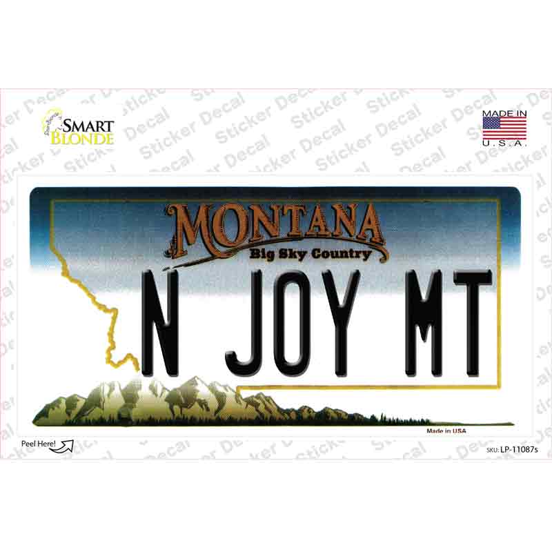 N Joy MT Montana State Novelty Sticker Decal Small