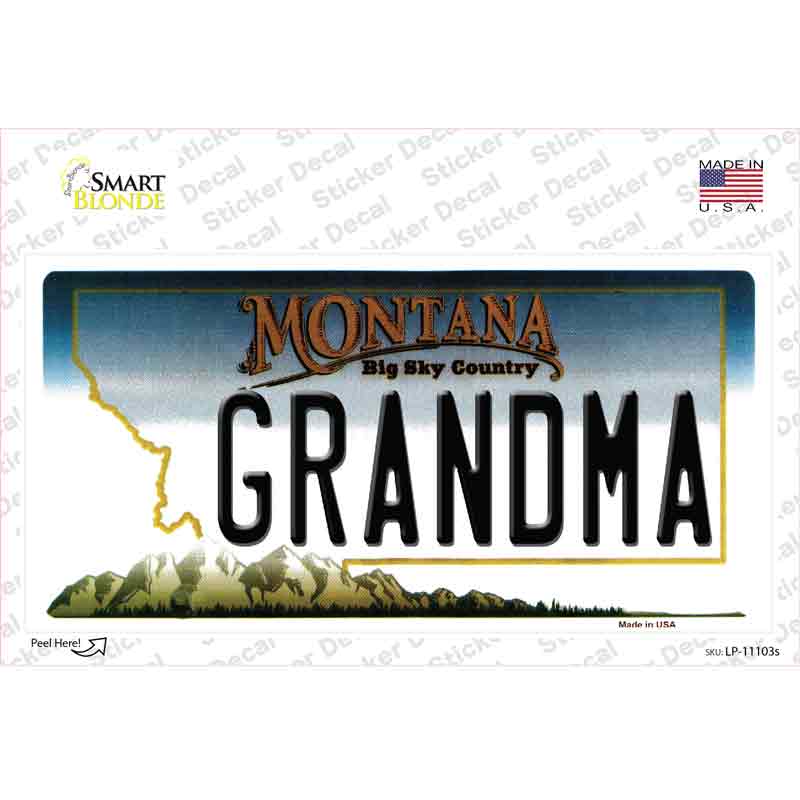 Grandma Montana State Novelty Sticker Decal Small