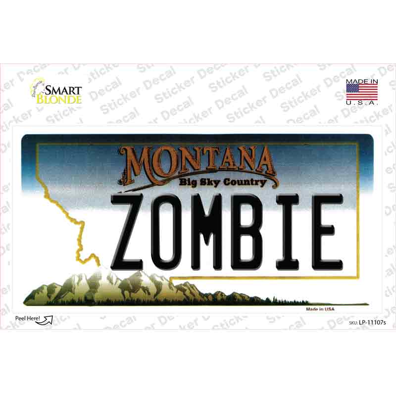 Zombie Montana State Novelty Sticker Decal Small