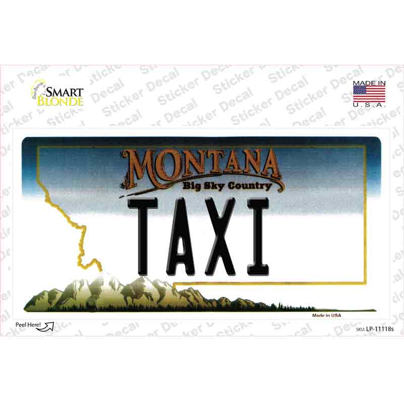 Taxi Montana State Novelty Sticker Decal Small