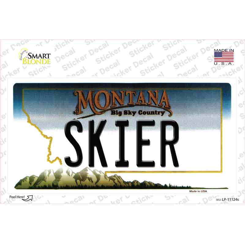 Skier Montana State Novelty Sticker Decal Small