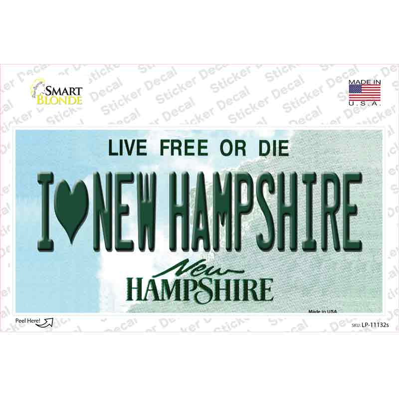 I Love New Hampshire State Novelty Sticker Decal Small