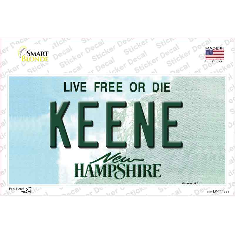 Keene New Hampshire State Novelty Sticker Decal Small