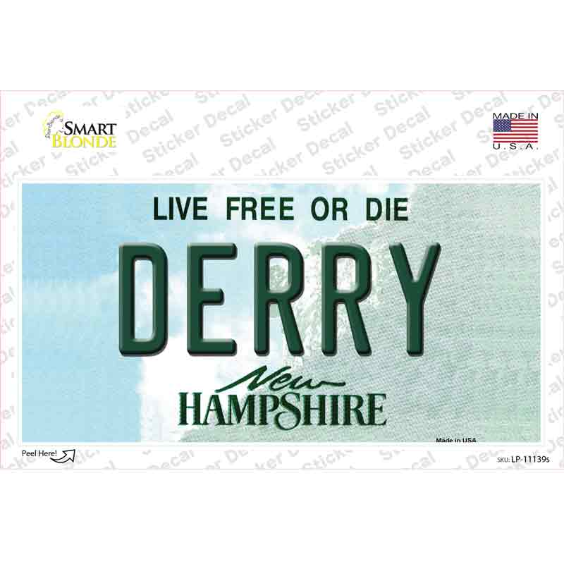 Derry New Hampshire State Novelty Sticker Decal Small