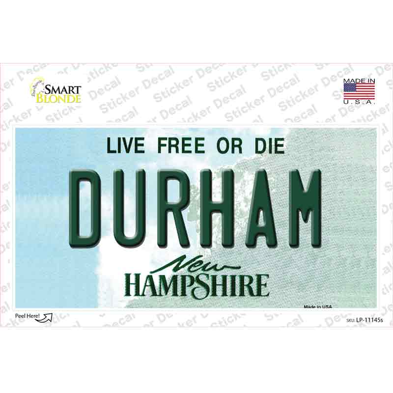 Durham New Hampshire State Novelty Sticker Decal Small