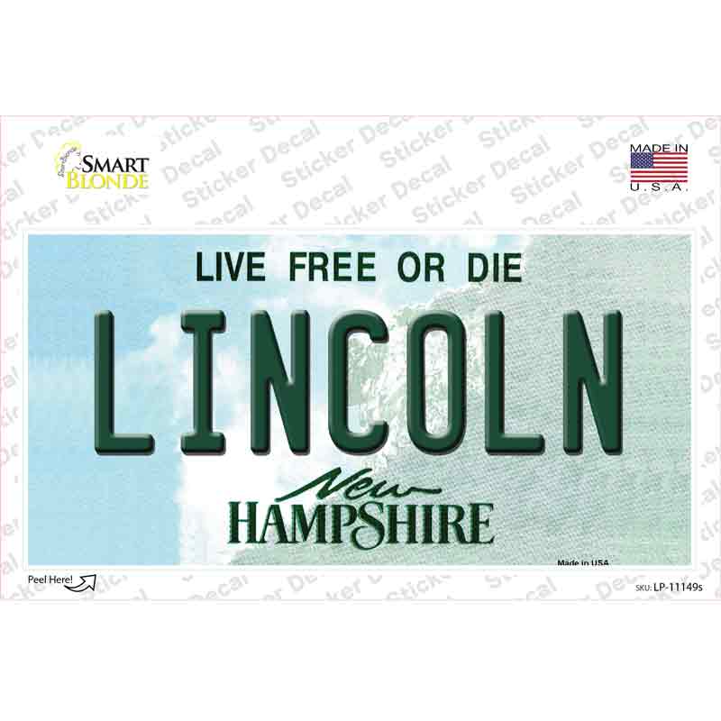 Lincoln New Hampshire State Novelty Sticker Decal Small