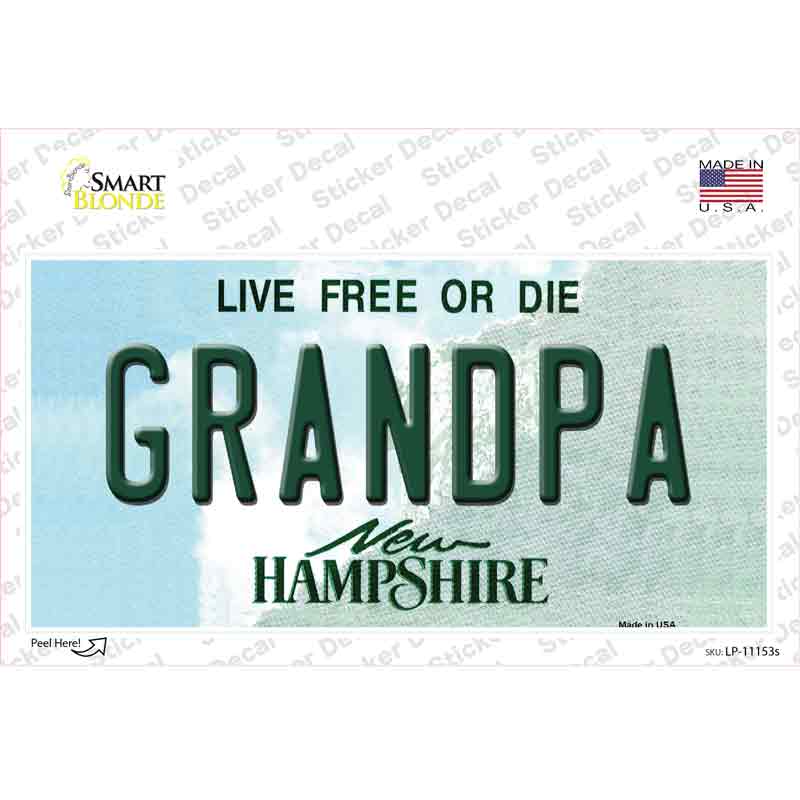 Grandpa New Hampshire State Novelty Sticker Decal Small