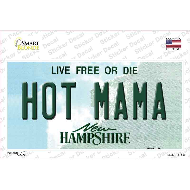 Hot Mama New Hampshire State Novelty Sticker Decal Small