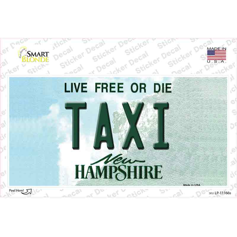 Taxi New Hampshire State Novelty Sticker Decal Small