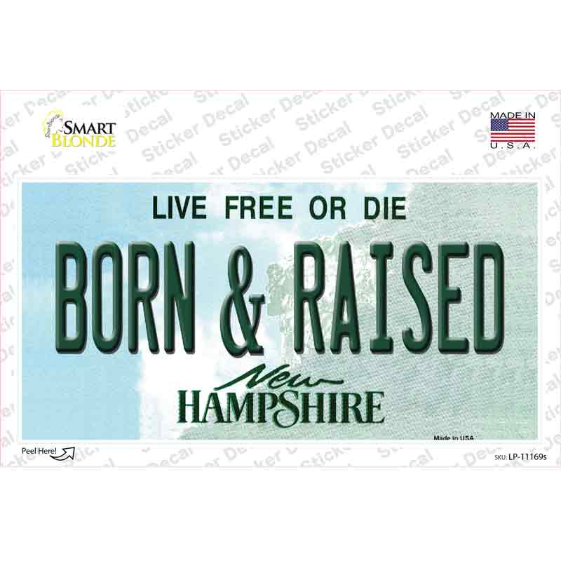 Born and Raised New Hampshire State Novelty Sticker Decal Small