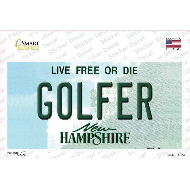 Golfer New Hampshire State Novelty Sticker Decal Small