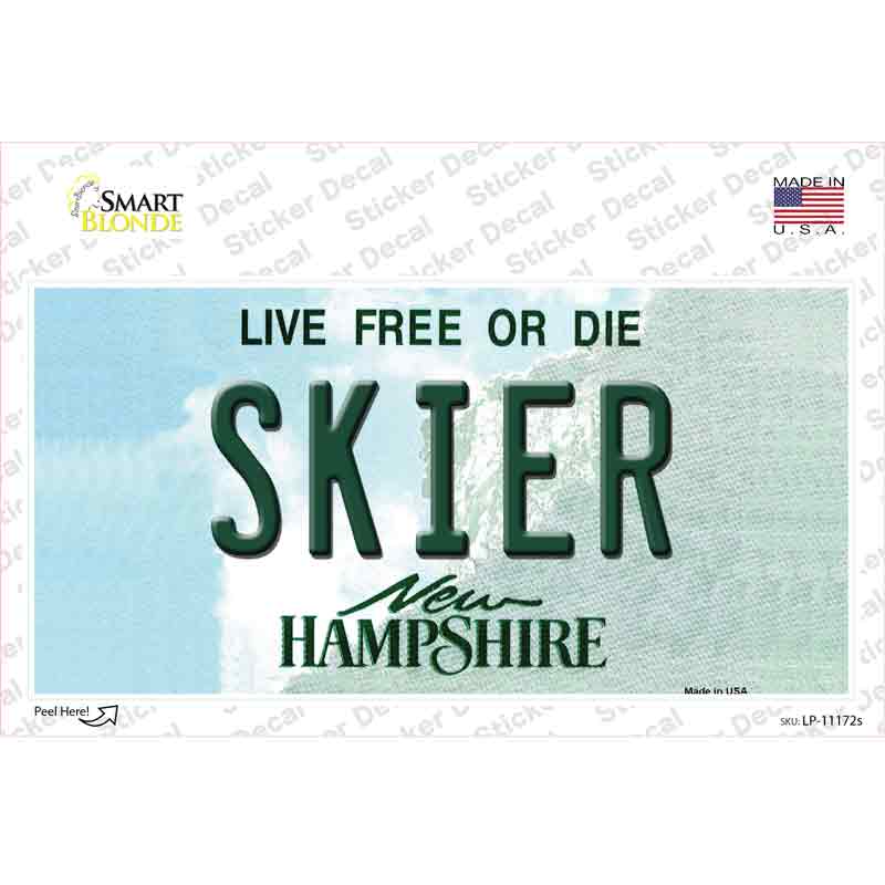 Skier New Hampshire State Novelty Sticker Decal Small