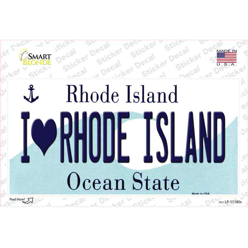 I Love Rhode Island State Novelty Sticker Decal Small