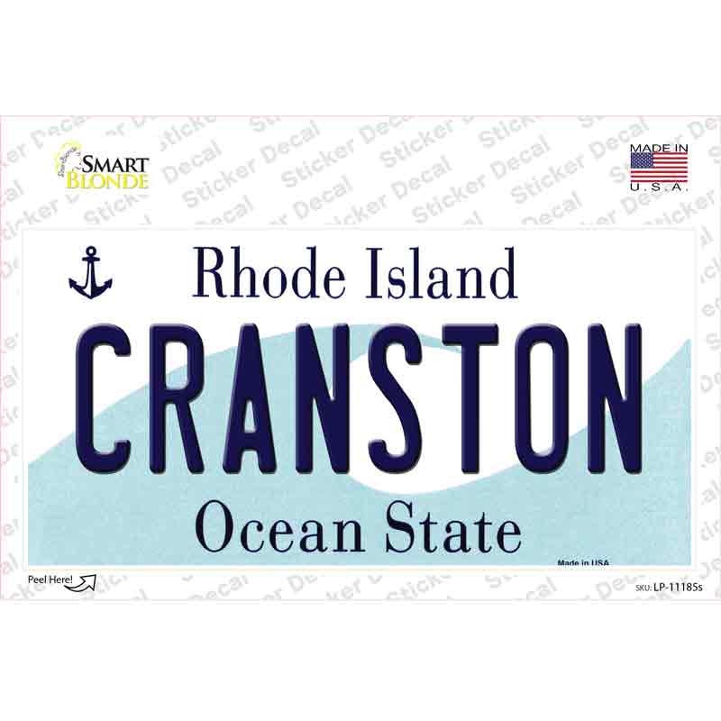 Cranston Rhode Island State Novelty Sticker Decal