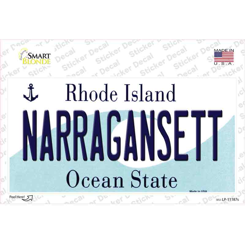 Narragansett Rhode Island State Novelty Sticker Decal Small