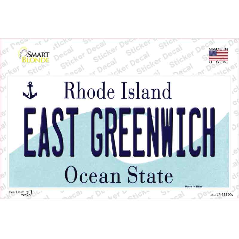 East Greenwich Rhode Island State Novelty Sticker Decal Small