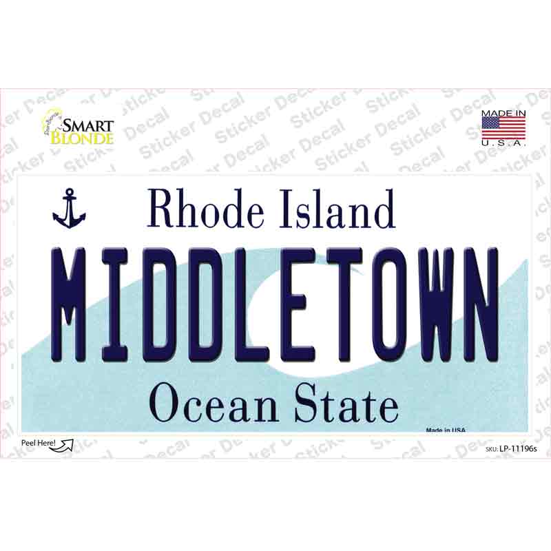 Middletown Rhode Island State Novelty Sticker Decal Small