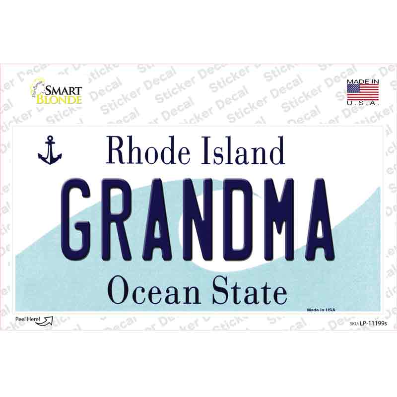 Grandma Rhode Island State Novelty Sticker Decal Small