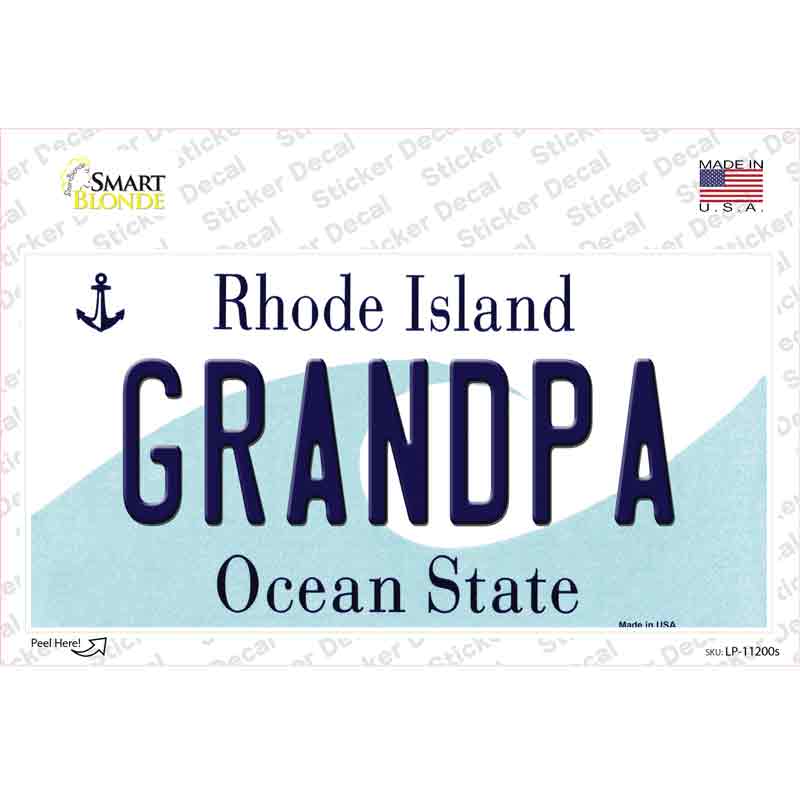 Grandpa Rhode Island State Novelty Sticker Decal Small