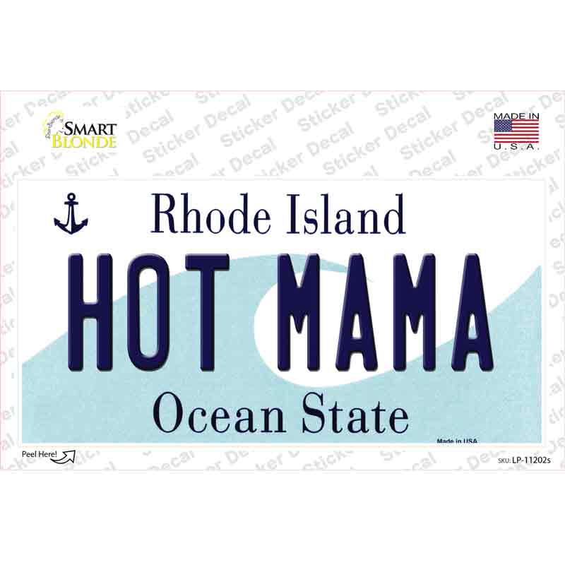 Hot Mama Rhode Island State Novelty Sticker Decal Small