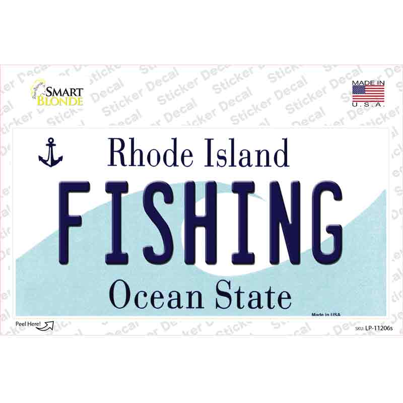 Fishing Rhode Island State Novelty Sticker Decal Small