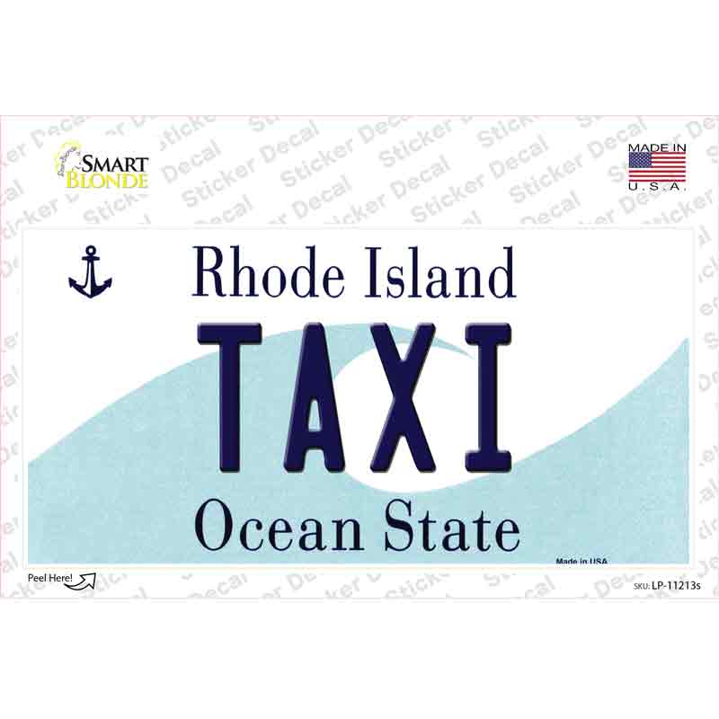 Taxi Rhode Island State Novelty Sticker Decal Small