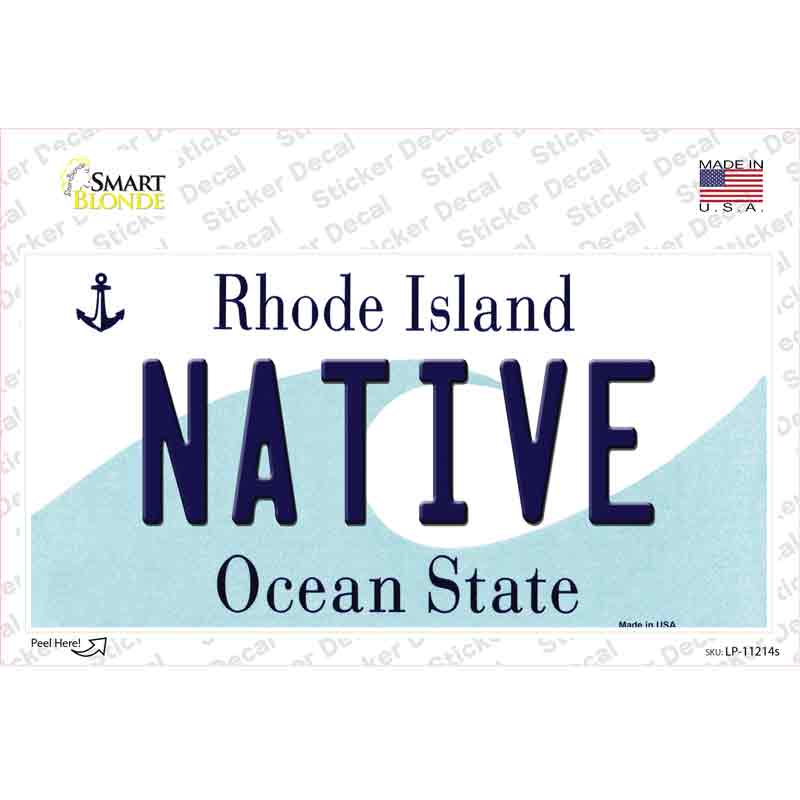 Native Rhode Island State Novelty Sticker Decal Small