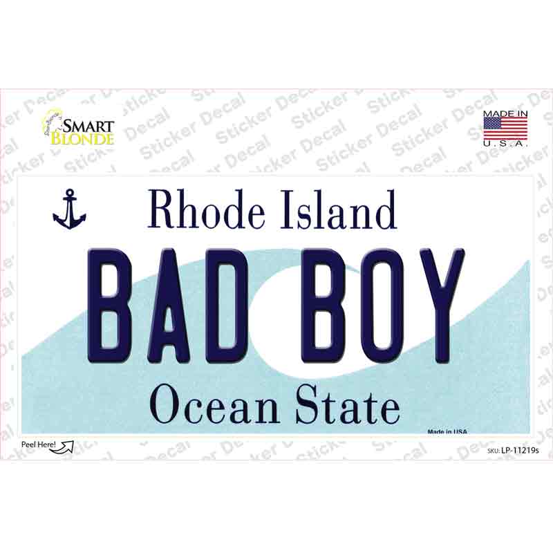 Bad Boy Rhode Island State Novelty Sticker Decal Small