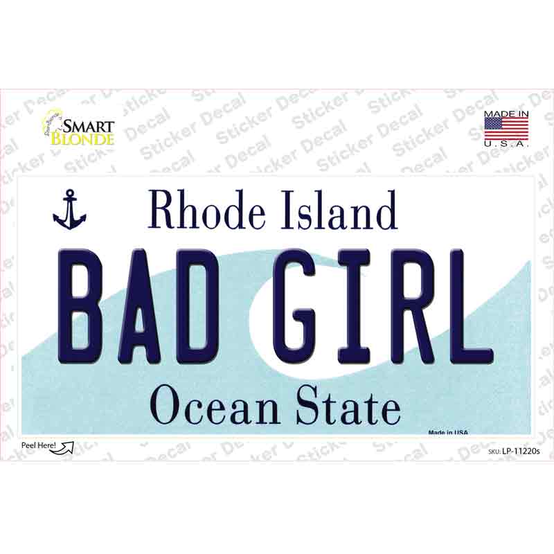 Bad Girl Rhode Island State Novelty Sticker Decal
