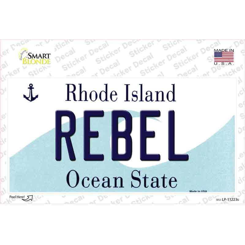 Rebel Rhode Island State Novelty Sticker Decal Small