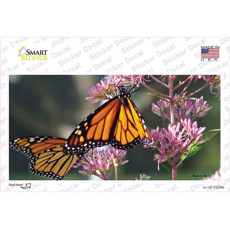 Butterfly Monarch On Flower Novelty Sticker Decal Small