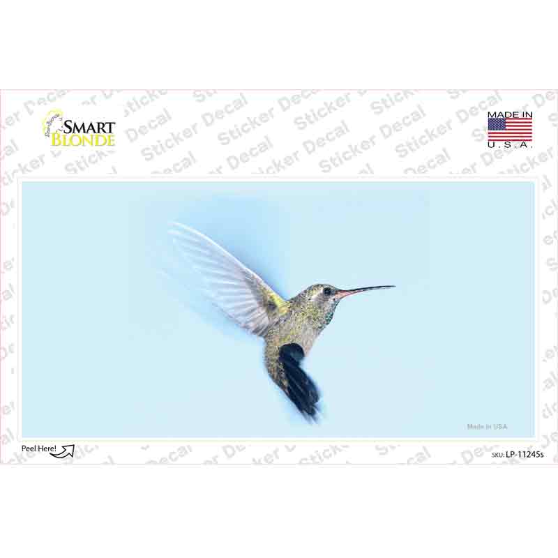 Hummingbird In Flight, Blue Novelty Sticker Decal