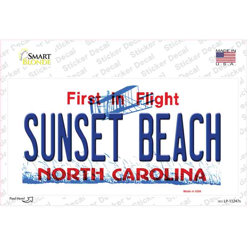 Sunset Beach North Carolina State Novelty Sticker Decal Small