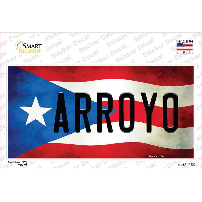Arroyo Puerto Rico Flag Novelty Sticker Decal