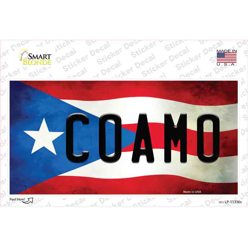 Coamo Puerto Rico Flag Novelty Sticker Decal Small