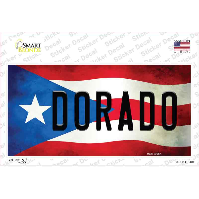 Dorado Puerto Rico Flag Novelty Sticker Decal Small