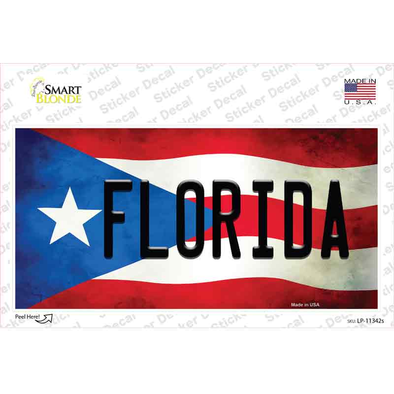 Florida Puerto Rico Flag Novelty Sticker Decal