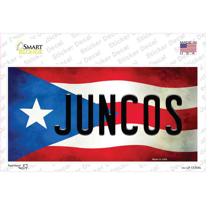 Juncos Puerto Rico Flag Novelty Sticker Decal Small