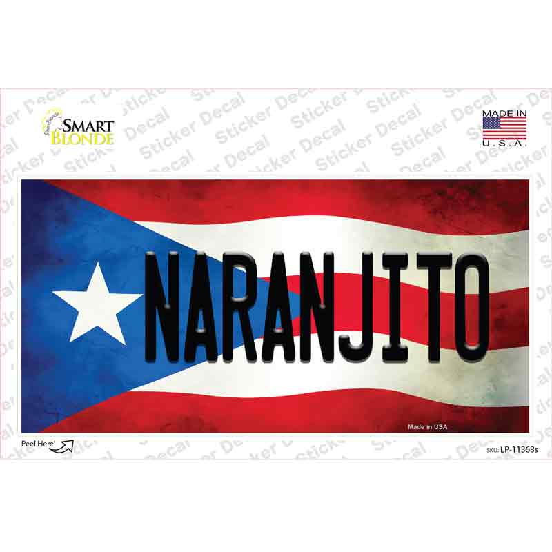 Naranjito Puerto Rico Flag Novelty Sticker Decal