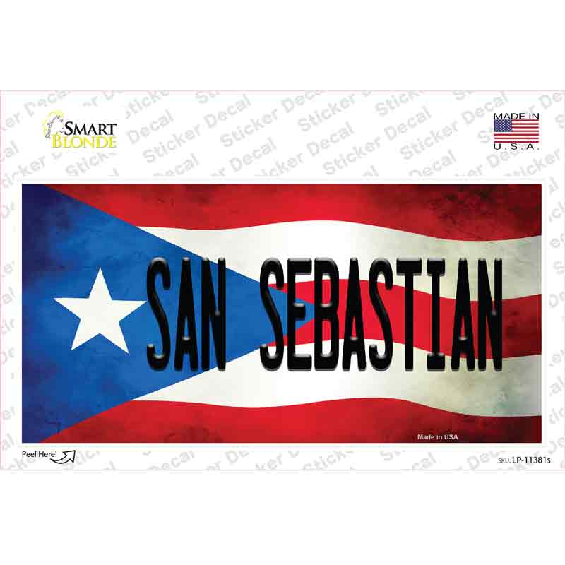 San Sebastian Puerto Rico Flag Novelty Sticker Decal Small