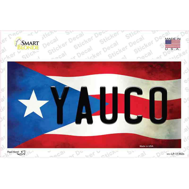 Yauco Puerto Rico Flag Novelty Sticker Decal Small