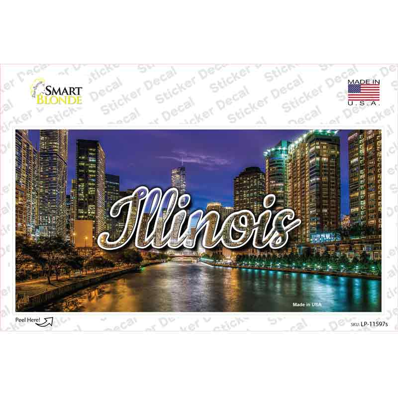 Illinois River City Lights State Novelty Sticker Decal Small