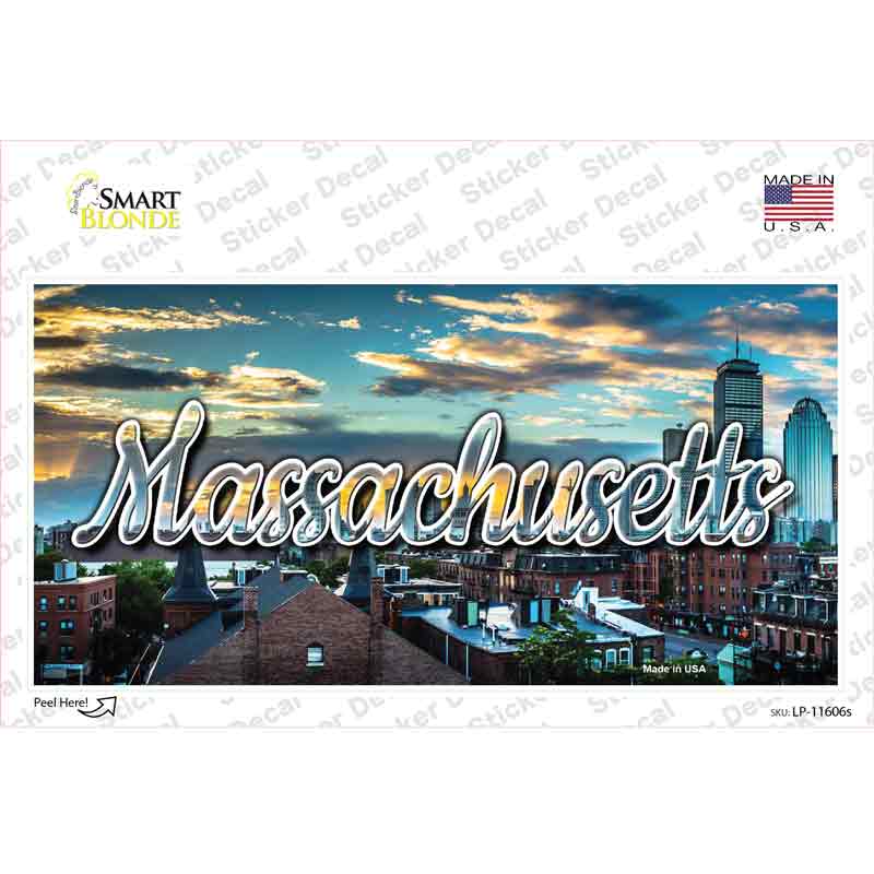 Massachusetts Sunset Skyline State Novelty Sticker Decal Small