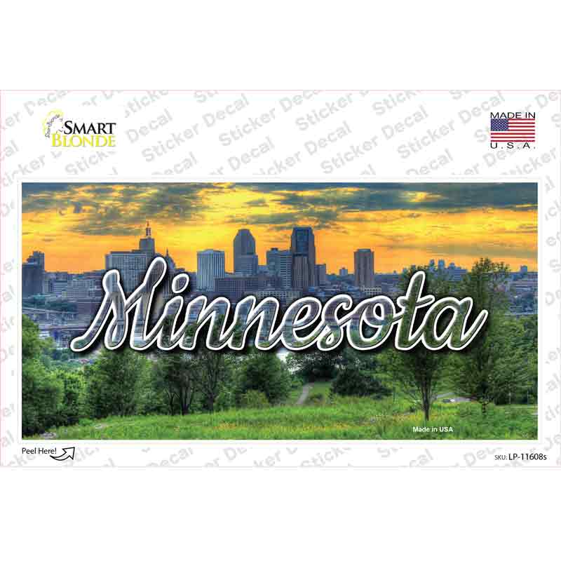 Minnesota City Skyline Sunset State Novelty Sticker Decal Small