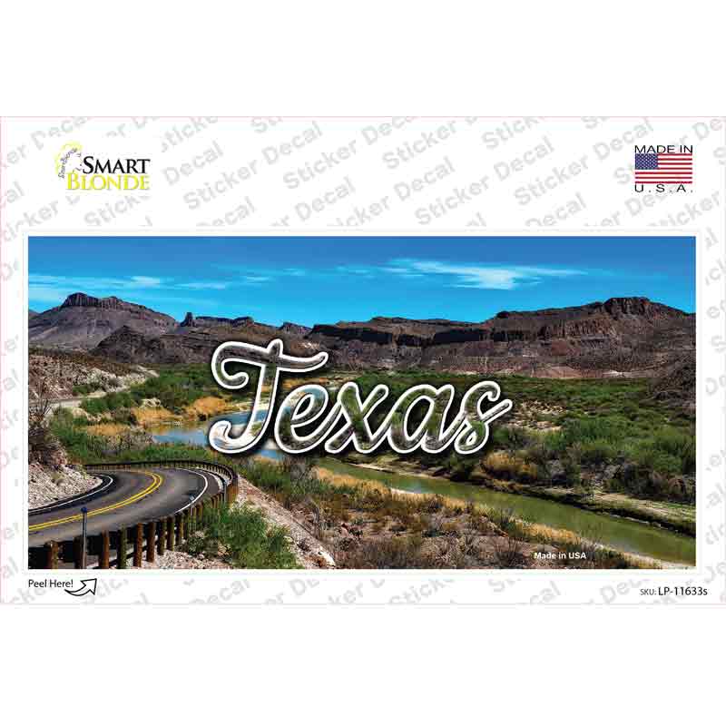 Texas Open Mountain Road State Novelty Sticker Decal Small