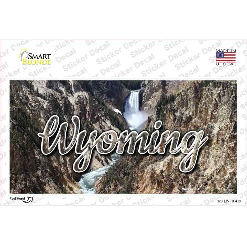 Wyoming Rocky Waterfall State Novelty Sticker Decal Small