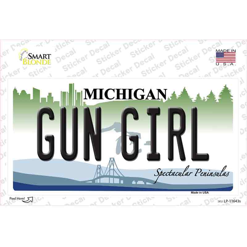 Gun Girl Michigan Novelty Sticker Decal Small