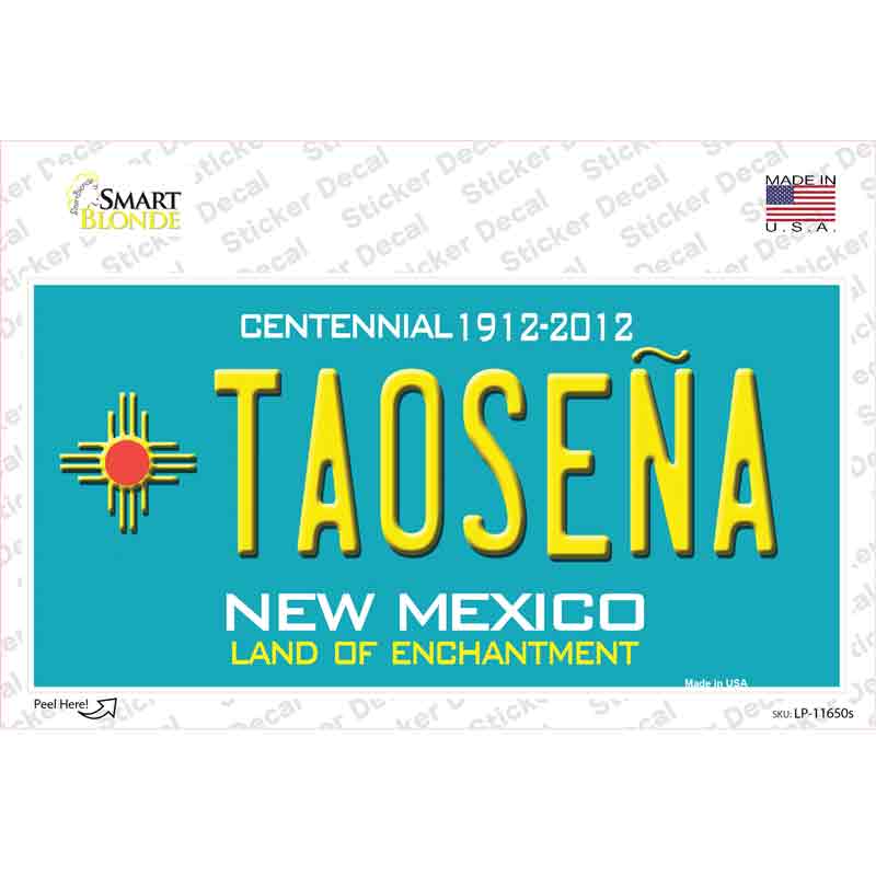 Taosena Teal New Mexico Novelty Sticker Decal Small