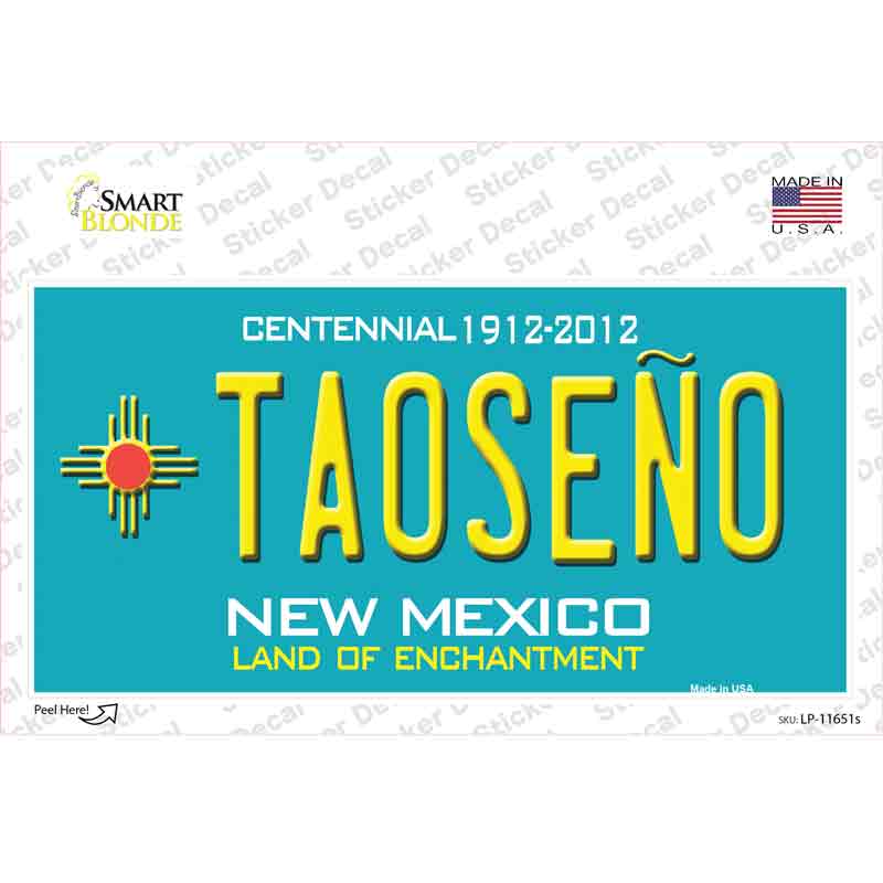 Taoseno Teal New Mexico Novelty Sticker Decal Small